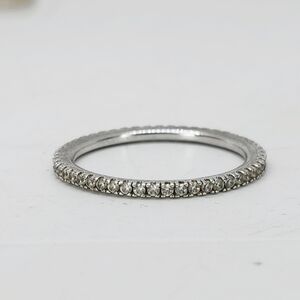 925 Sterling Silver Clear CZ Sparkly Eternity Band Thin Ring Stack Dainty Sz 9